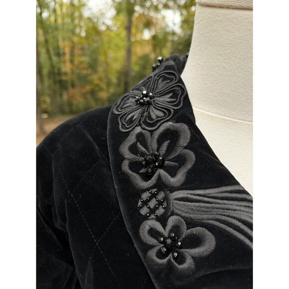 Escada by Margaretha Ley Black Embellished Quilted Velvet Bomber Jacket Sz 10 - Picture 7 of 13